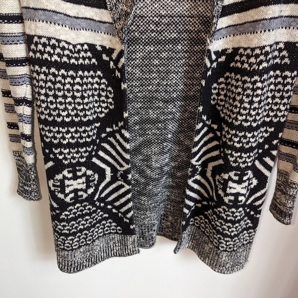 Urban OUTFITTERS Black & White Cotton Open Front Long Lined Knit Cardigan XS - Picture 8 of 13